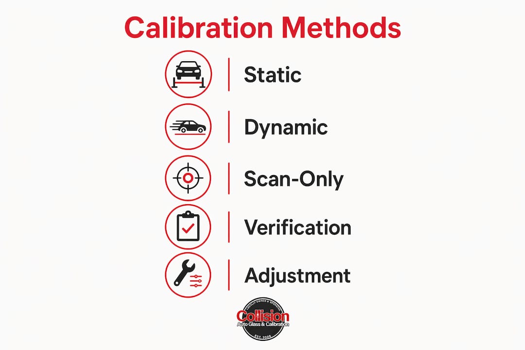 Infographic showing blind spot calibration methods steps