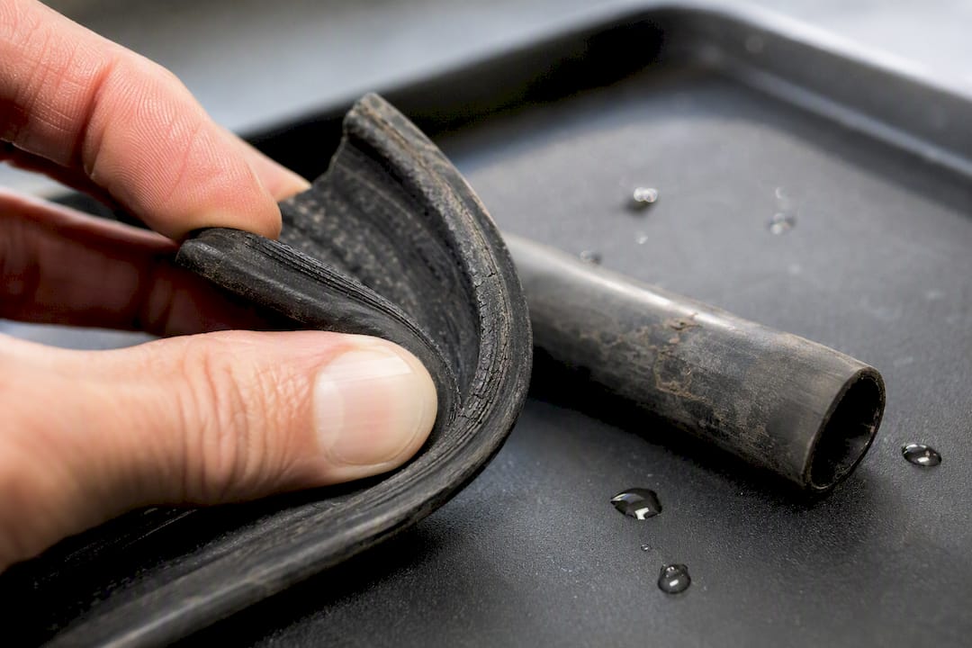Aged rubber seal and sunroof drain tube