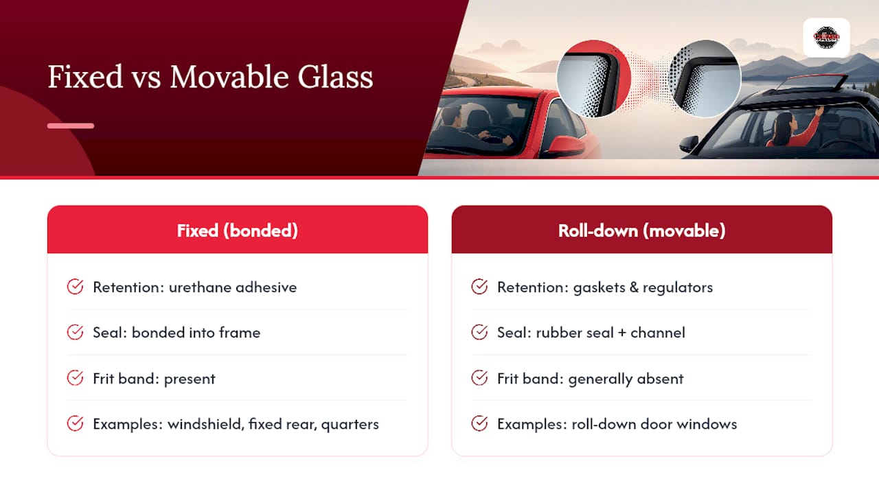Comparison of fixed and movable vehicle glass