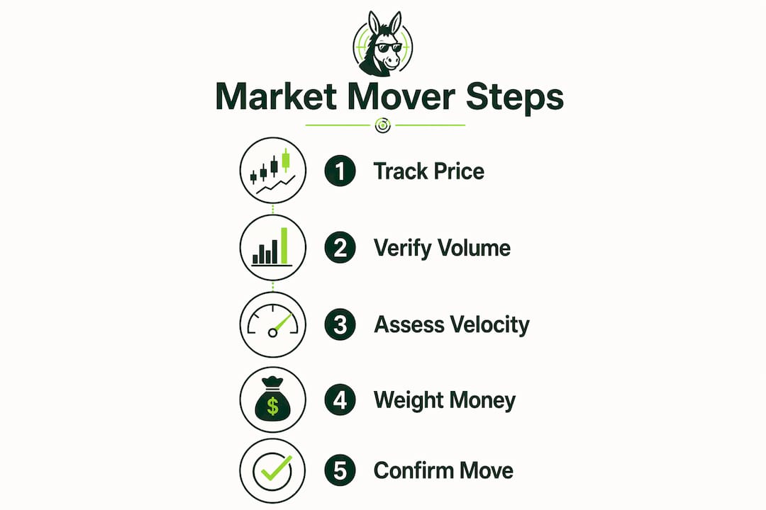 Infographic showing key steps to identify market movers