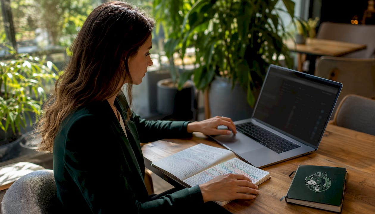 Woman using lay betting automation software
