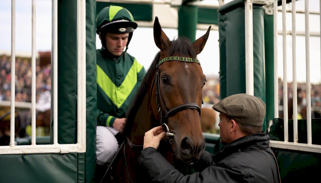 False favourite horse at starting stalls
