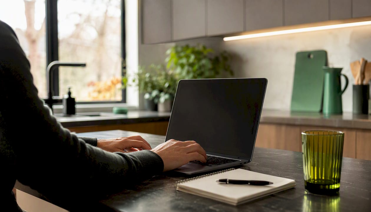 Hands entering lay bet data near laptop on desk