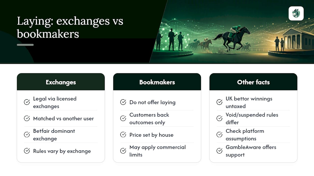 Legal considerations and bookmaker rules for laying handicaps — overview diagram