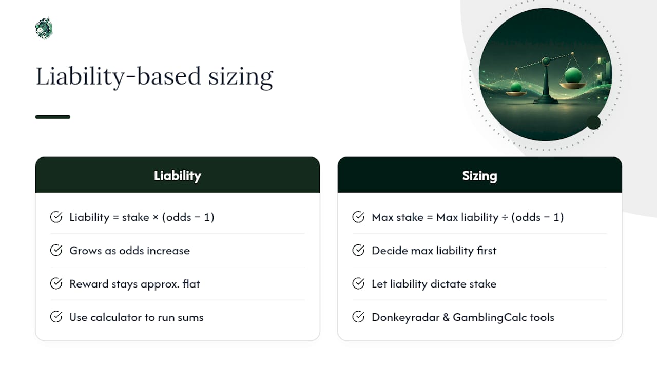 Diagram showing liability based stake sizing