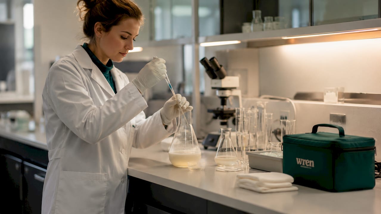 Scientist testing breast milk lipase enzyme activity