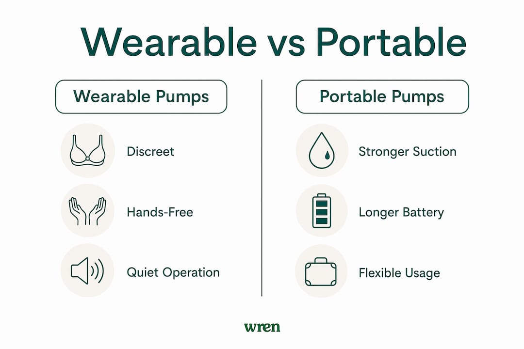 Infographic comparing wearable and portable breast pumps