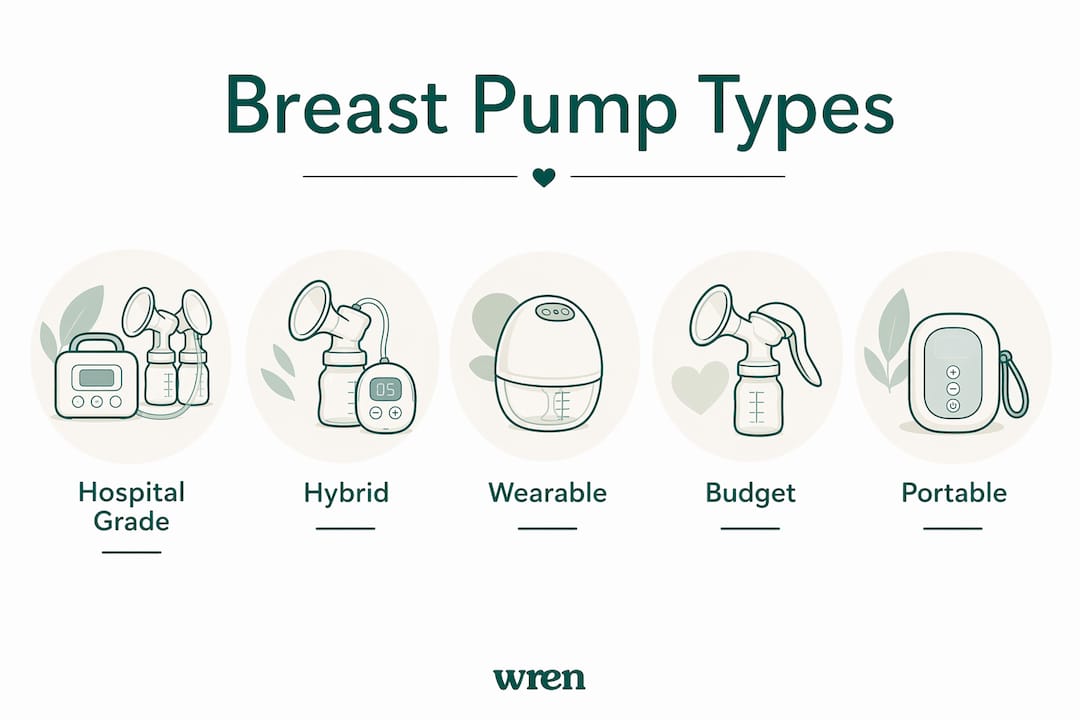 Infographic showing breast pump types and hierarchy