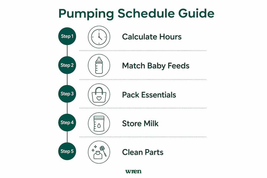 Infographic showing pumping schedule steps with key actions