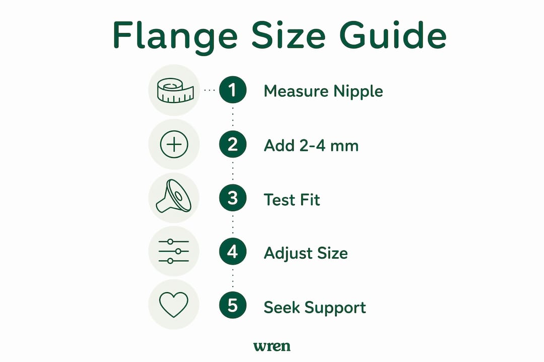 Infographic illustrating flange size measurement and fitting steps