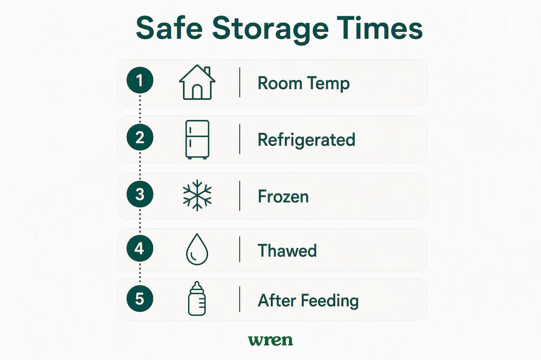 Infographic of breast milk storage time guidelines