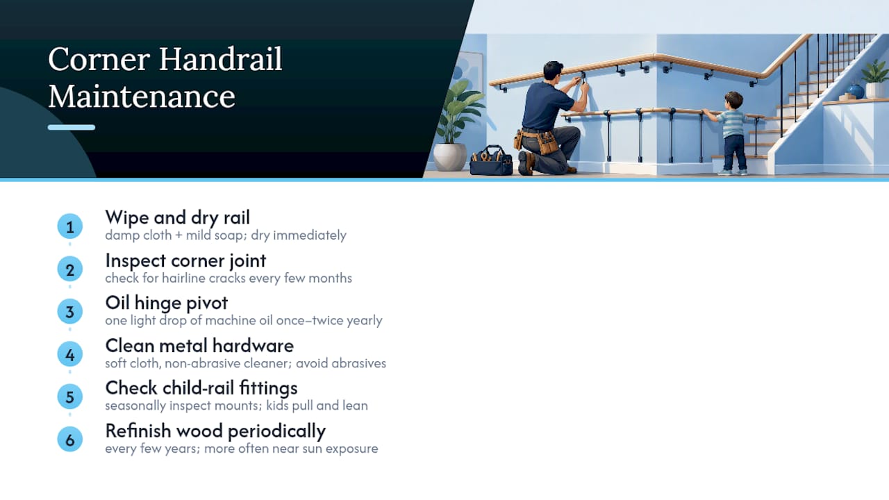 Corner handrail maintenance steps