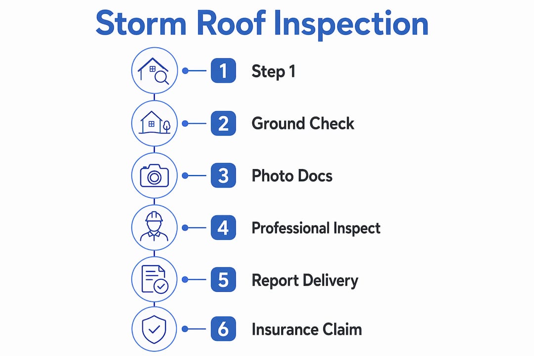 Infographic outlining storm damage roof inspection steps