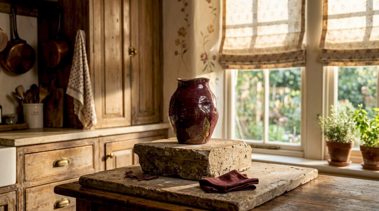 Ein Hingucker: Die auffällige Keramikvase auf dem Sideboard setzt stilvolle Akzente im Wohnraum.