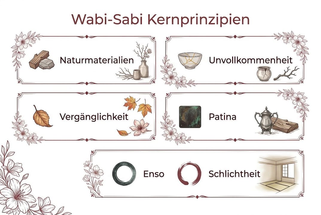 Übersicht: Die wichtigsten Gestaltungsprinzipien des Wabi-Sabi-Stils