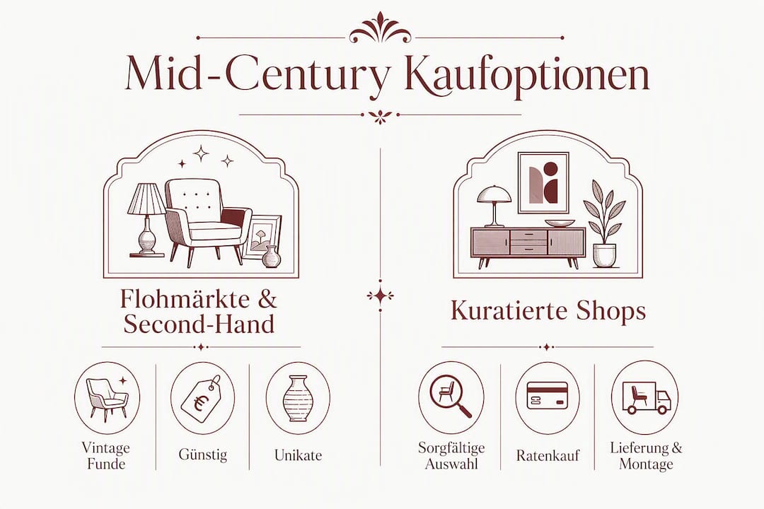 Infografik: Wo kauft man am besten Mid-Century-Möbel? Ein Überblick im Vergleich