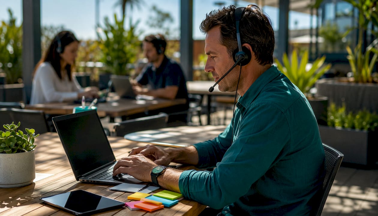 Telemarketer working at Australian call center