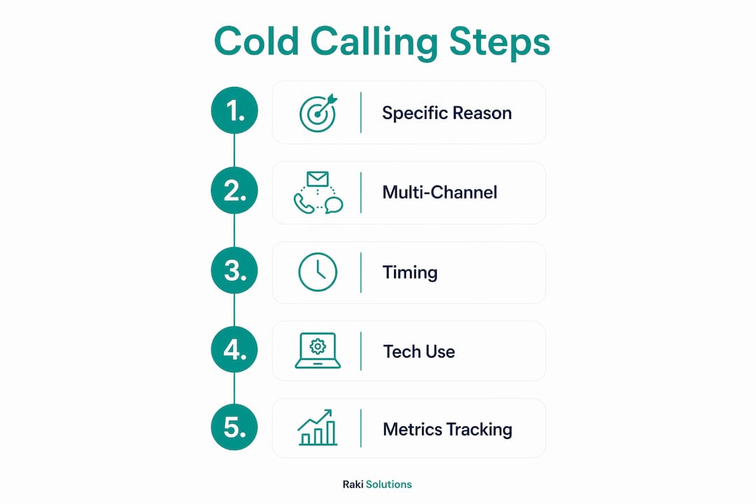 Infographic showing 5 key B2B cold calling strategies