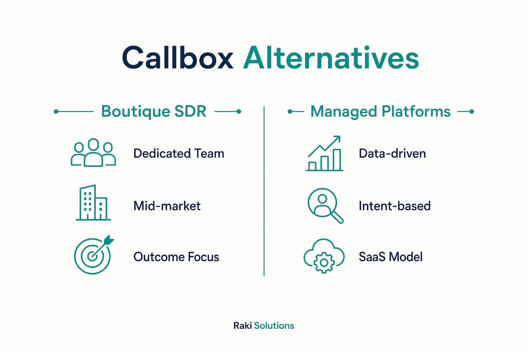 Infographic comparing Callbox alternatives categories