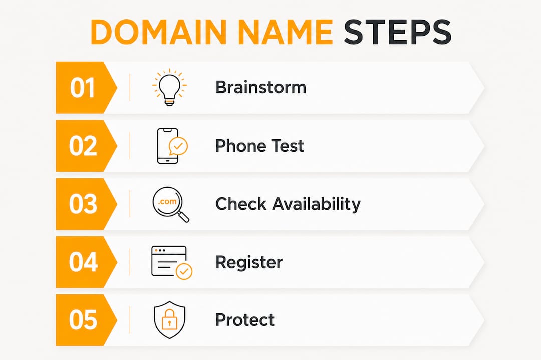 Infographic showing steps to choose real estate domain name