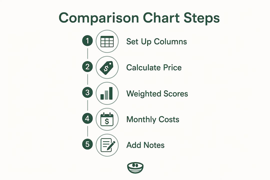 Infographic of home comparison chart building steps