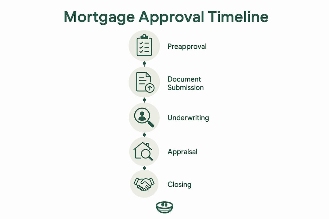 Infographic illustrating mortgage approval timeline steps
