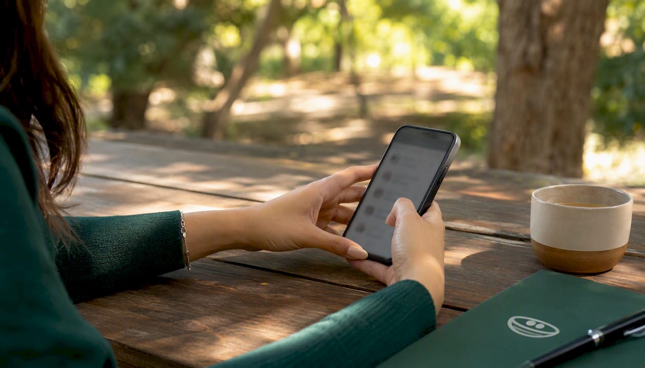 Hands using mobile phone in coffee shop