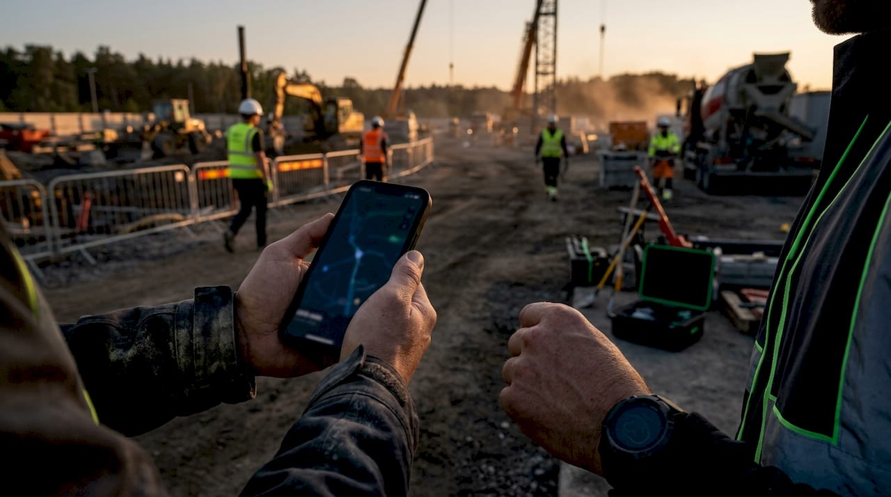 Hands holding smartphone with GPS map outdoors