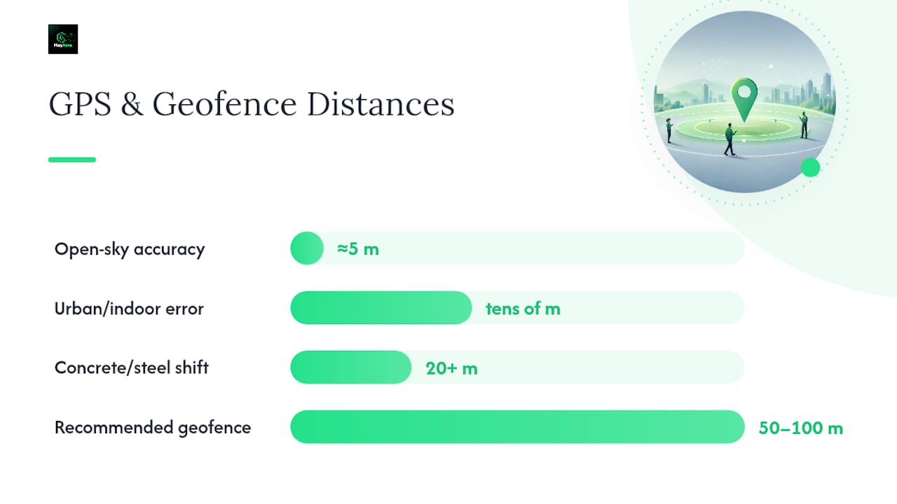 How Accurate Is GPS, and How Big Should a Geofence Be? — overview diagram