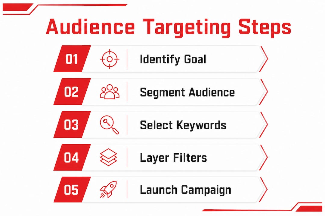 Infographic illustrating Twitter audience targeting steps