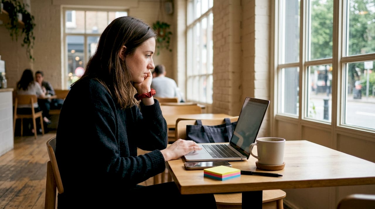 Woman reviewing Twitter influencer rates on laptop