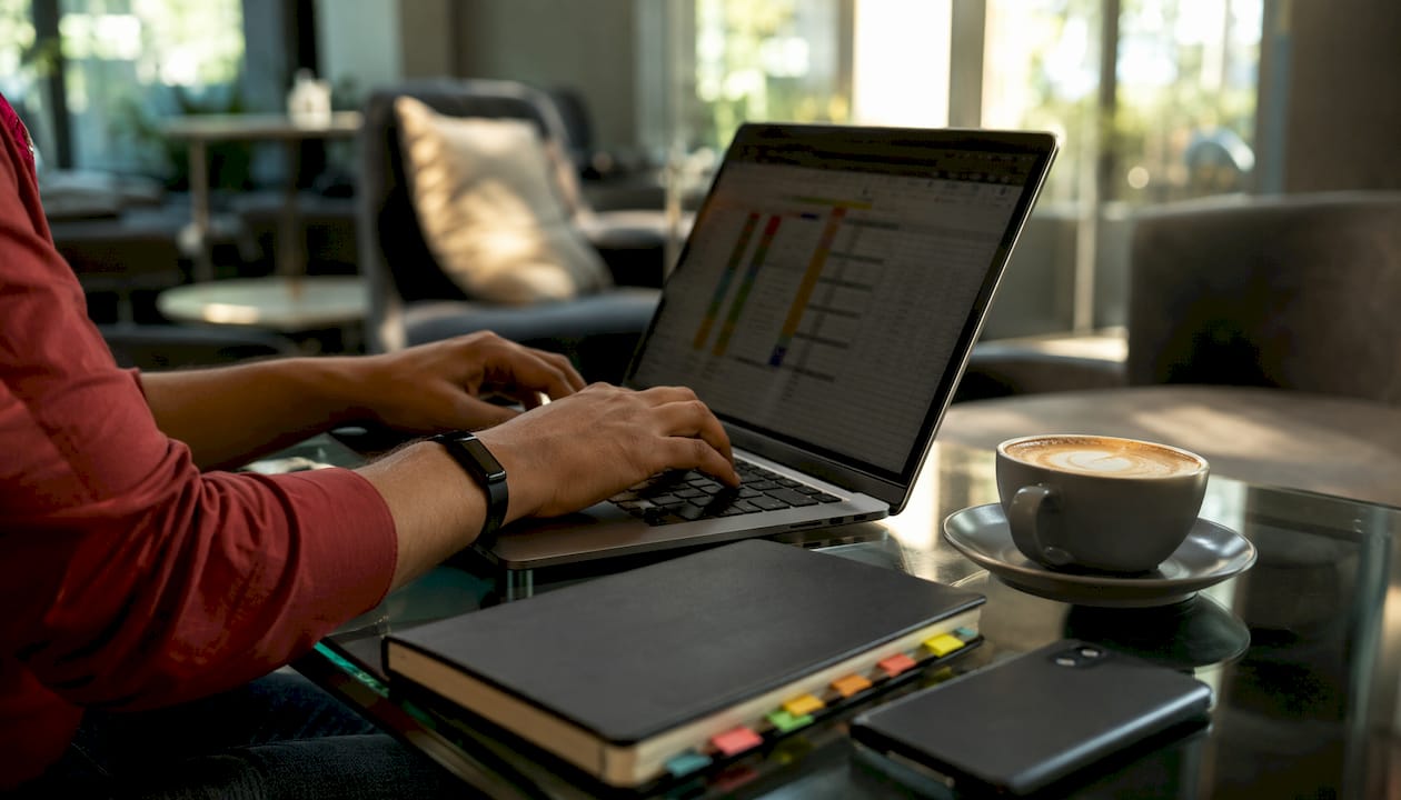 Close-up of hands typing on laptop keyboard