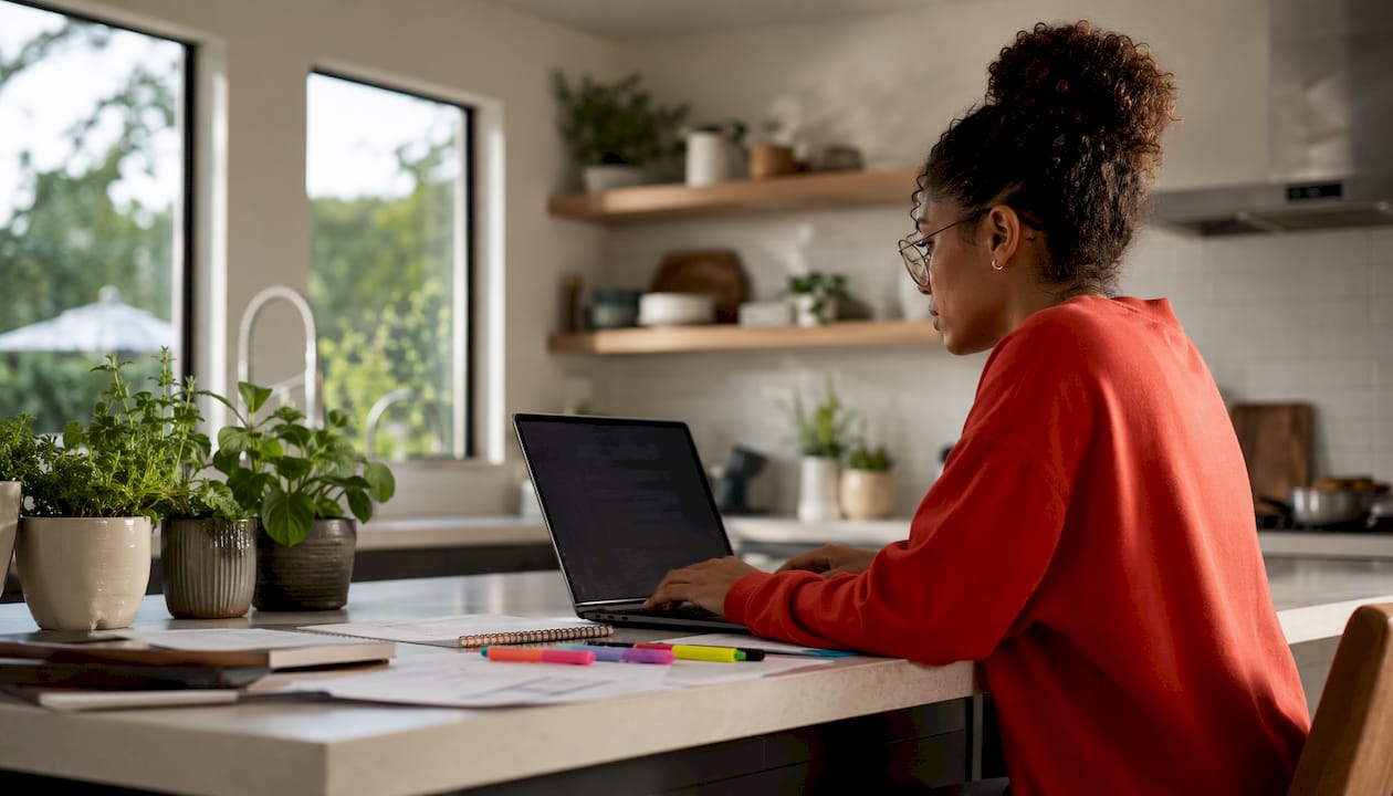 Woman analyzing social media algorithm data