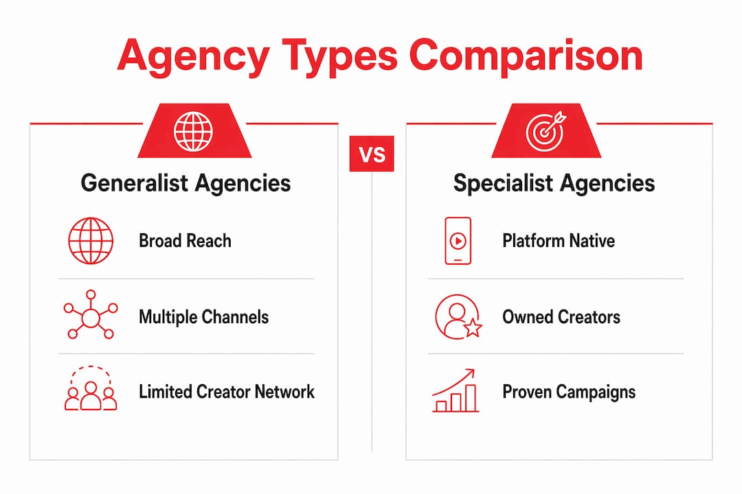 Infographic comparing generalist and specialist agencies