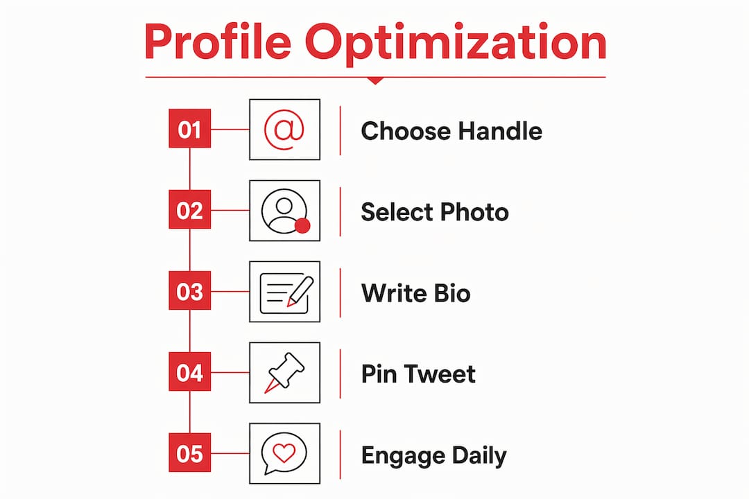 Infographic illustrating steps to optimize Twitter profile