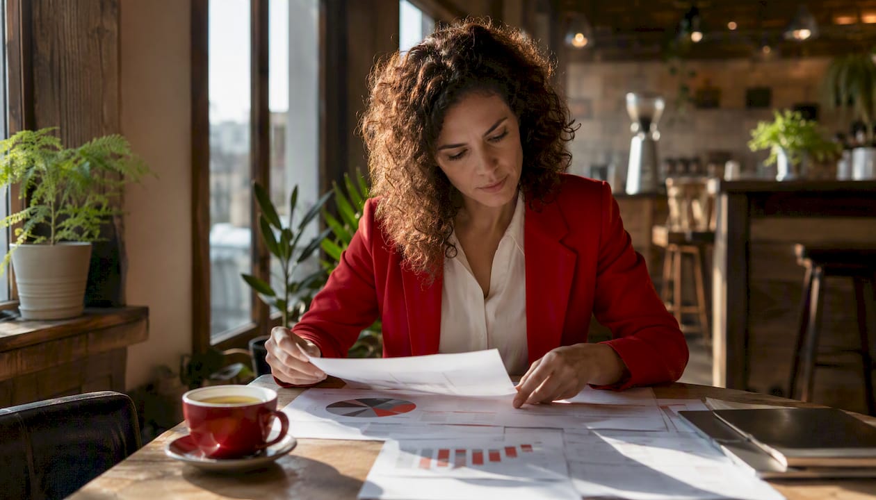 Marketing analyst reviewing brand monitoring data