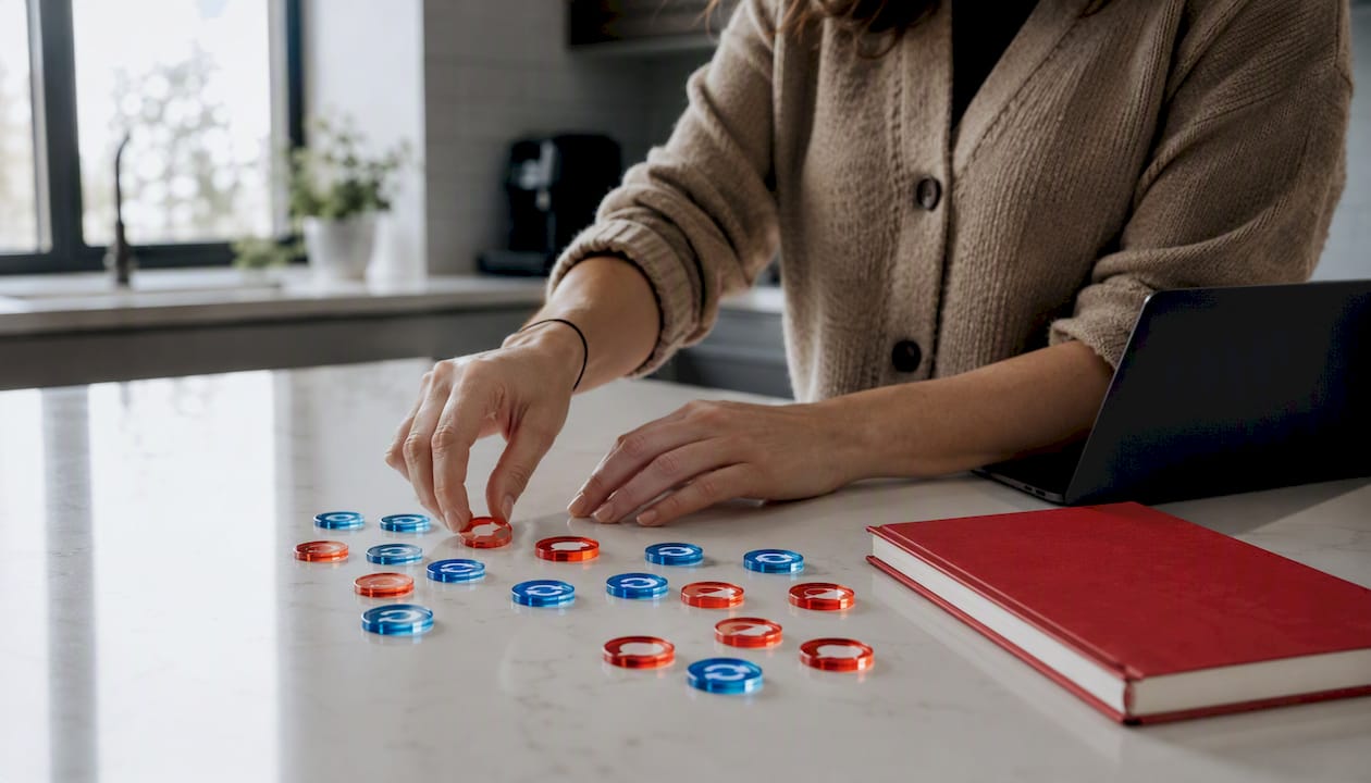 Hand arranging tokens for engagement metrics