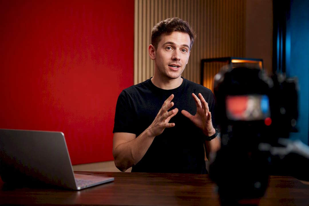 Tech creator filming campaign content in studio