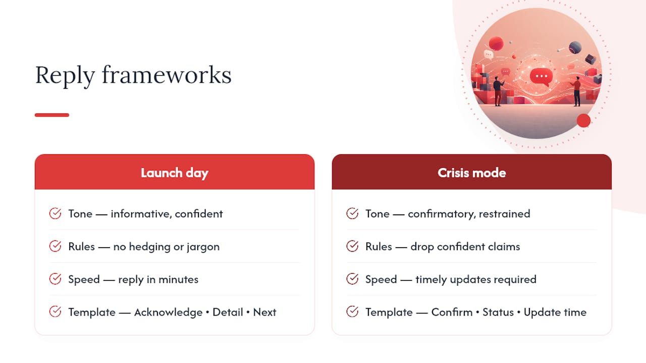 Launch and crisis reply frameworks
