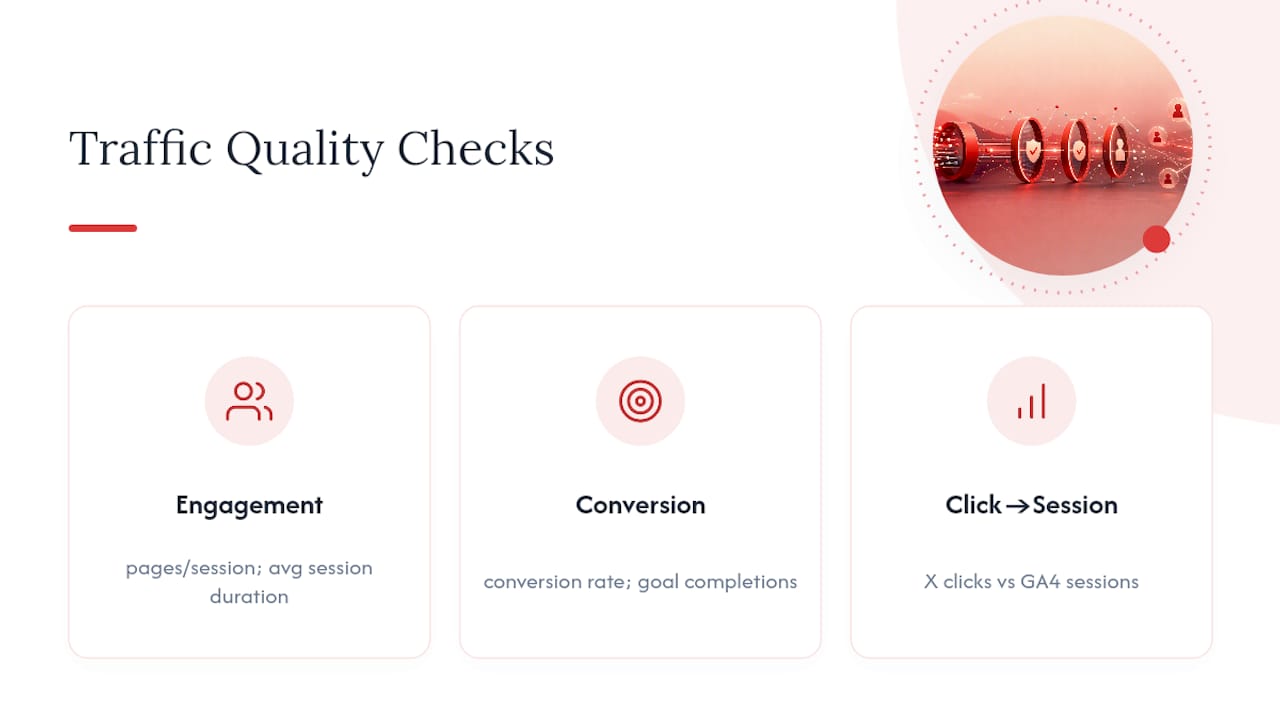Three metrics for evaluating traffic quality