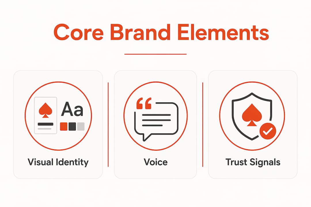 Infographic illustrating core website branding elements