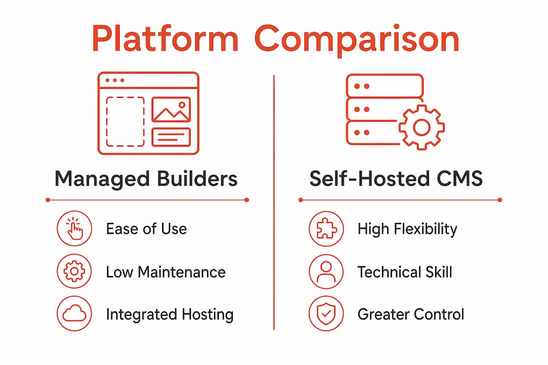 Infographic comparing WordPress alternatives categories