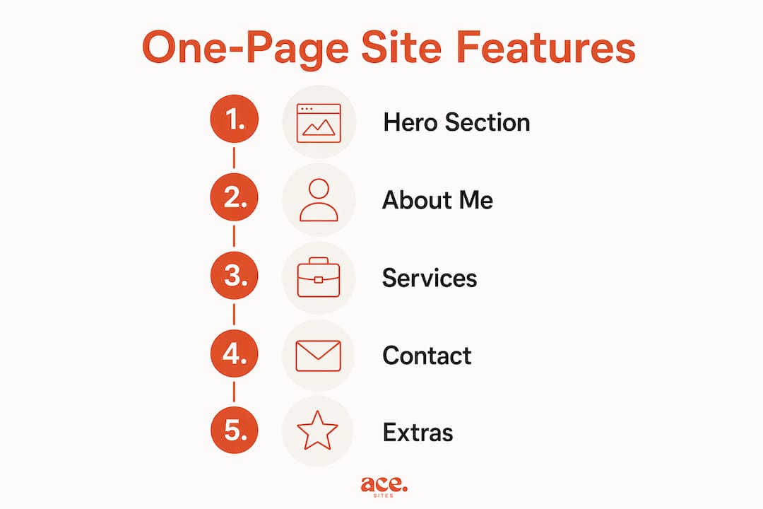 Infographic showing essential one-page website features