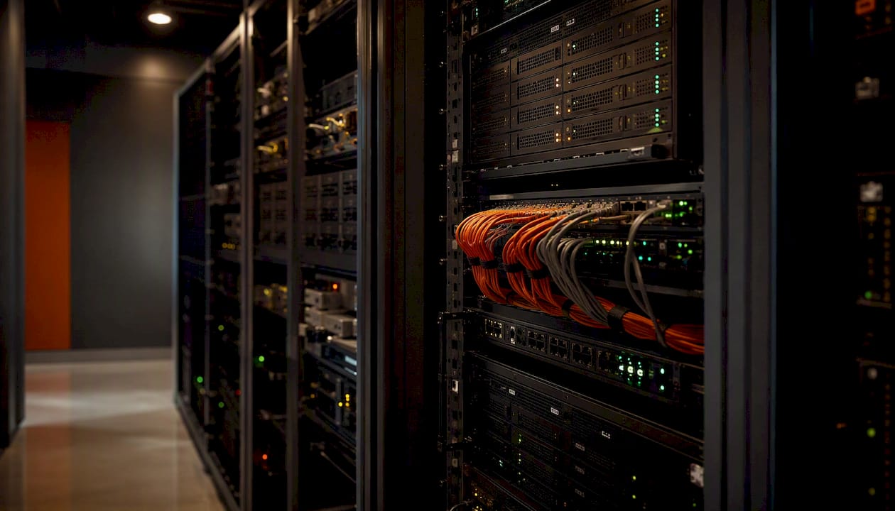 Data center server lights and cables