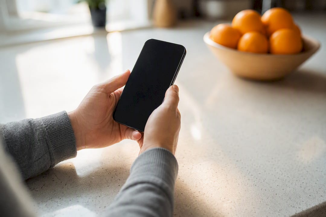 Hands holding smartphone for two-factor authentication