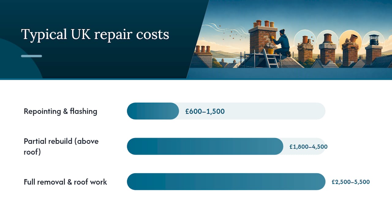 Diagram of chimney repair types and applications
