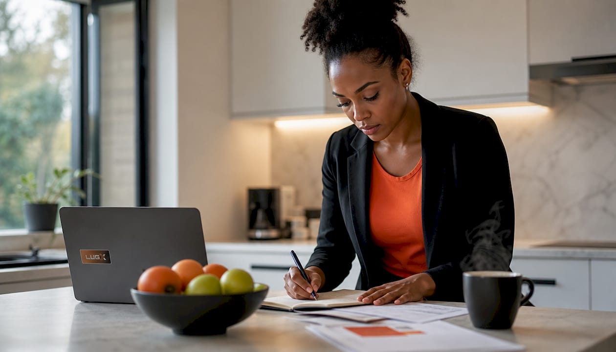 Une femme dynamique et appliquée travaillant dans les bureaux d’une petite entreprise.