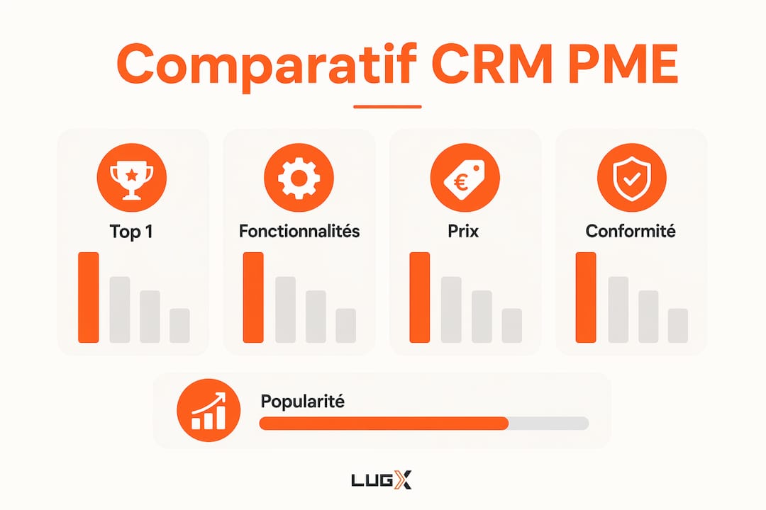 Comparatif visuel des solutions CRM dédiées aux PME, basé sur les critères les plus importants