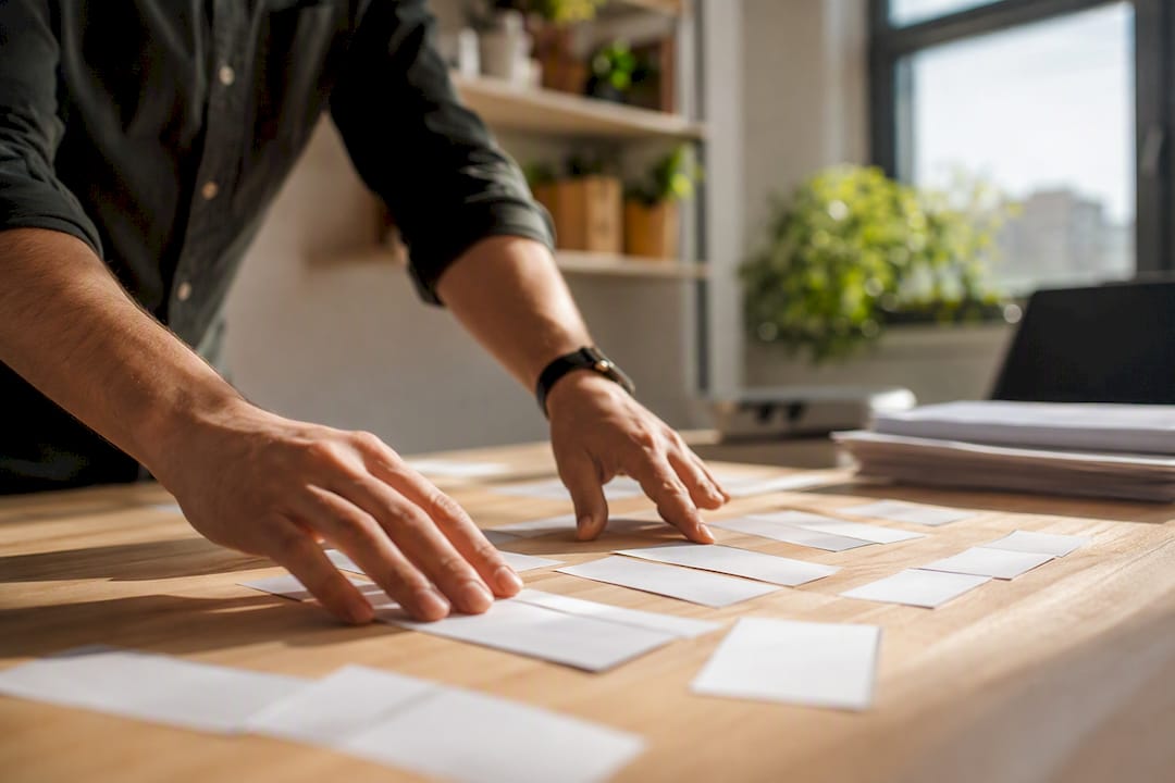 Mains organisant des jetons de documents numériques