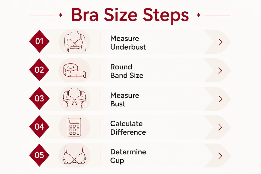 Infographic illustrating bra size measurement steps